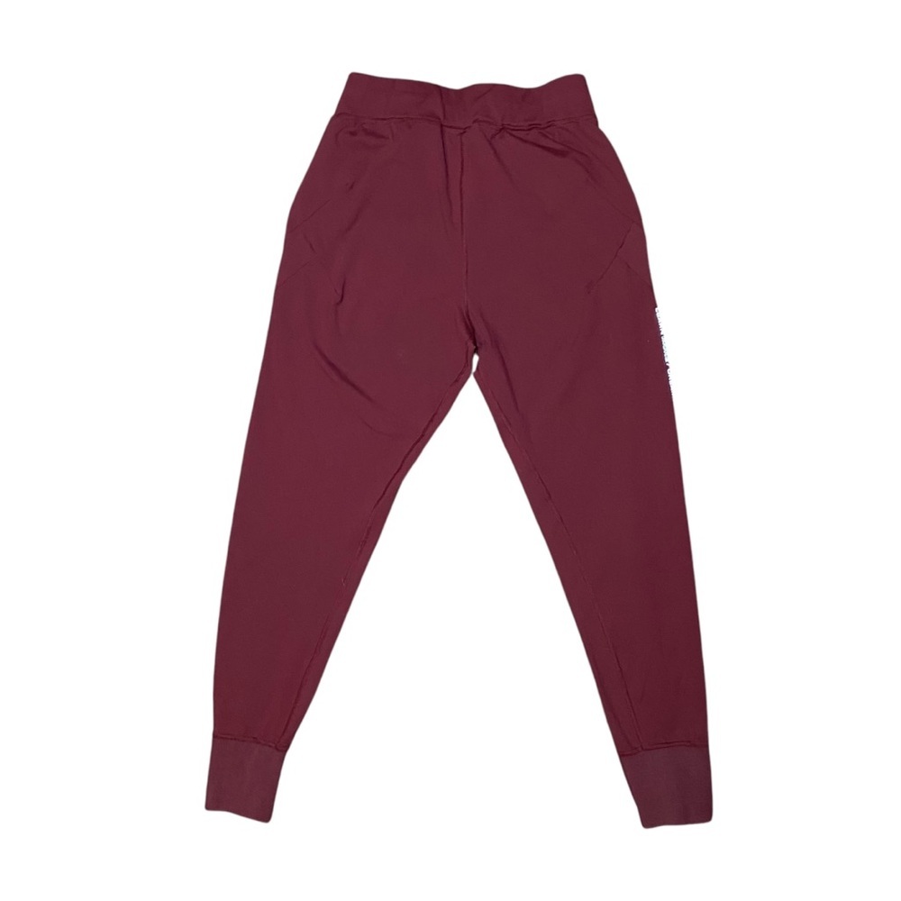 ALPHALETE Pull On Drawstring Elastic Waist Joggers Tapered Ankle Maroon Dark Red - Picture 2 of 4